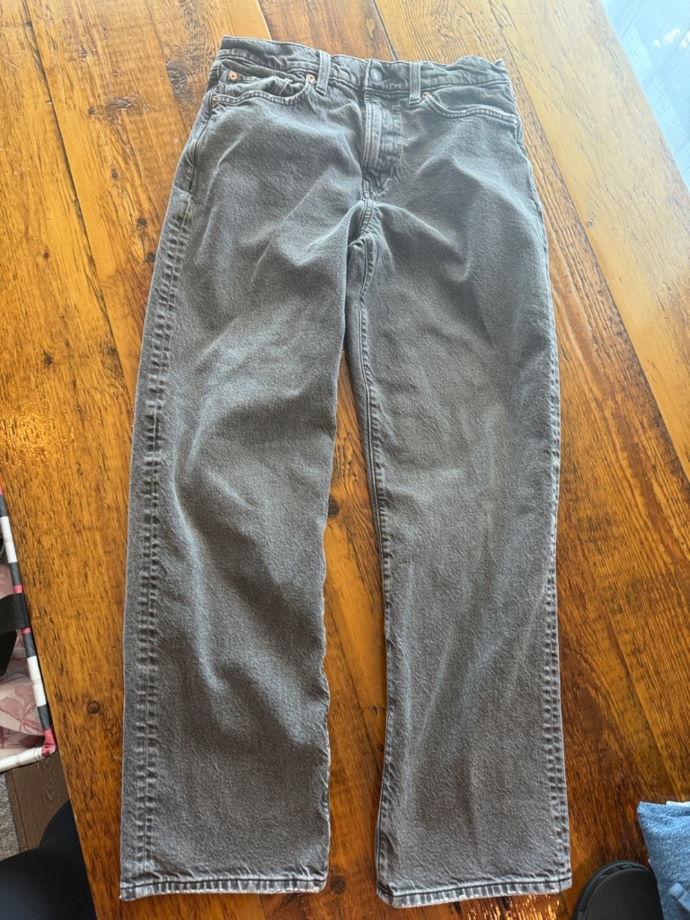American Eagle Outfitters Gray Straight-Leg Chinos